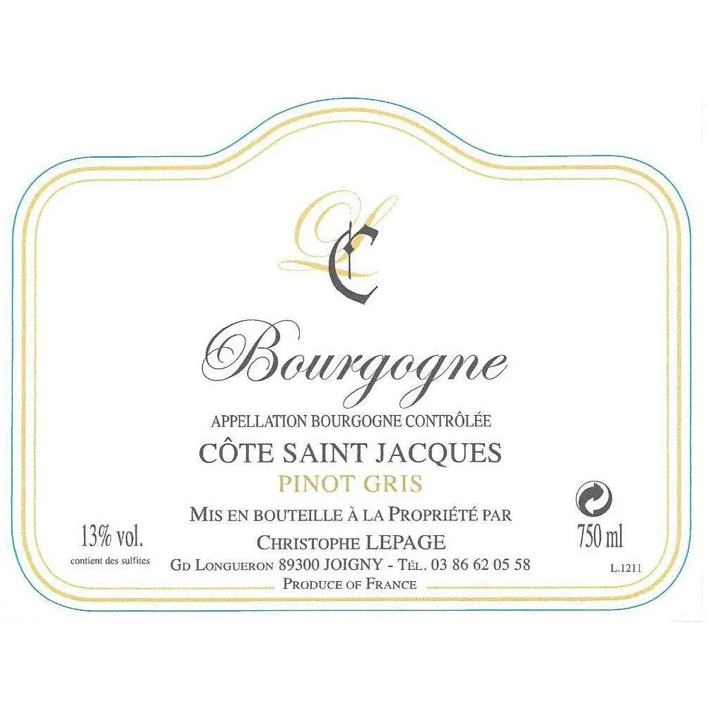Bourgogne Blanc Cote Saint Jacques Bottle