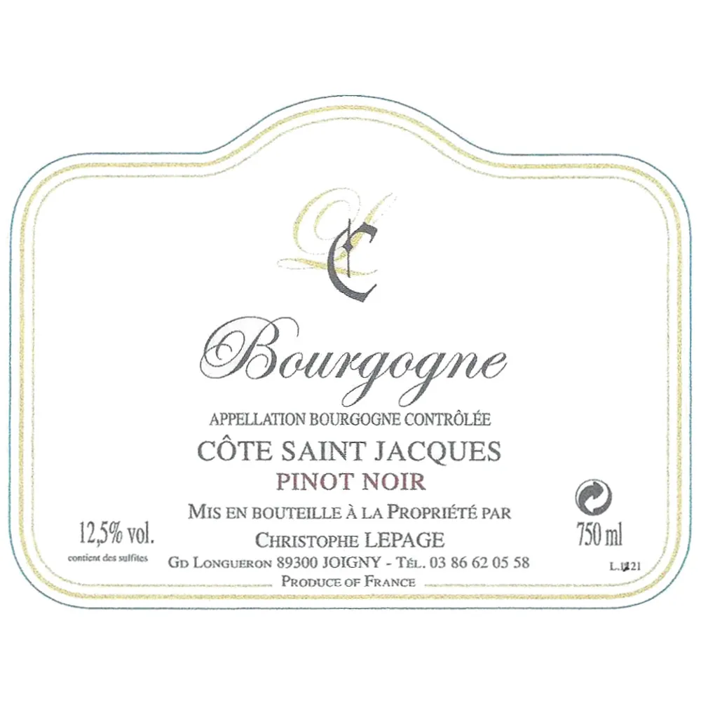 Bourgogne Rouge Cote Saint Jacques Bottle
