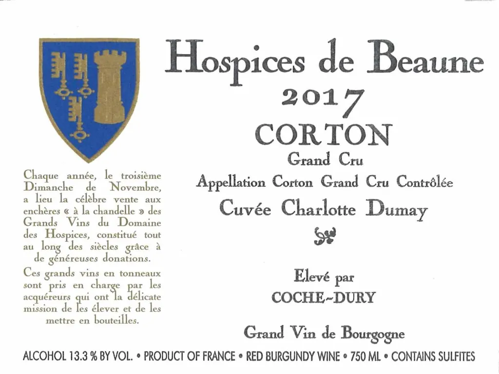 Corton Grand Cru "Charlotte Dumay" Hospices de Beaune Bottle