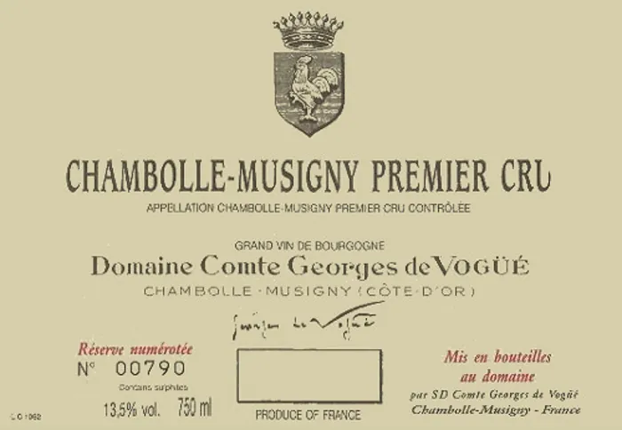 Chambolle Musigny Premier Cru Bottle