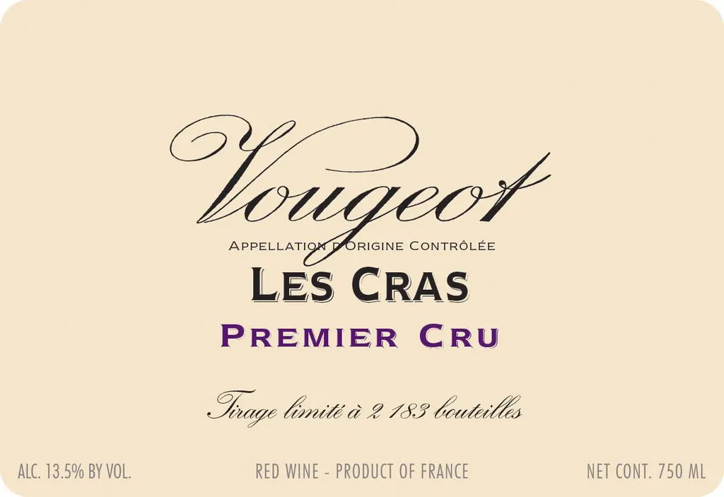 Vougeot Les Cras Premier Cru Bottle