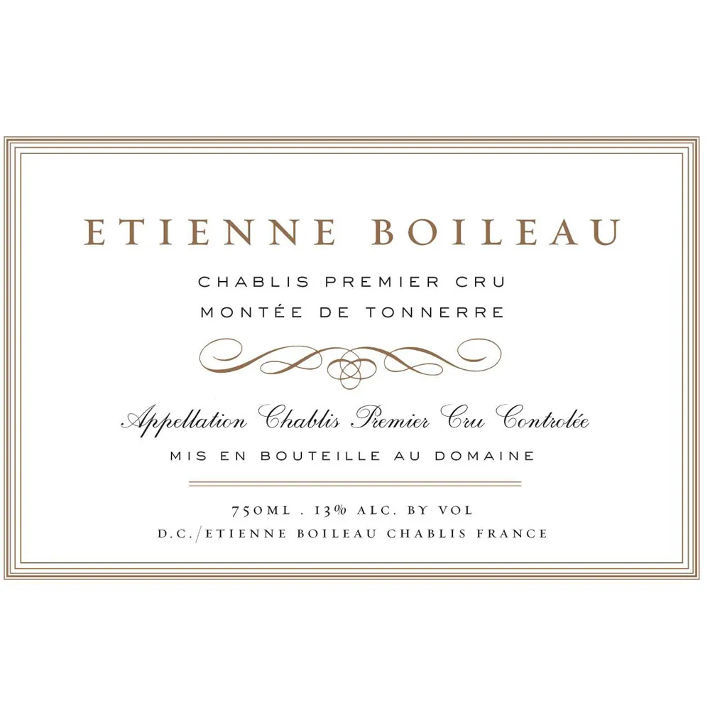 Etienne Boileau Chablis Montee de Tonnerre Premier Cru Bottle