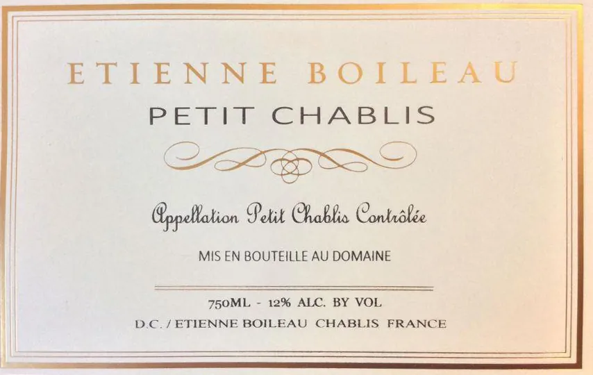 Etienne Boileau Petit Chablis Bottle