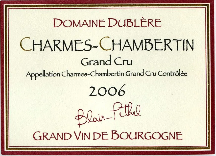 Charmes-Chambertin Grand Cru Bottle
