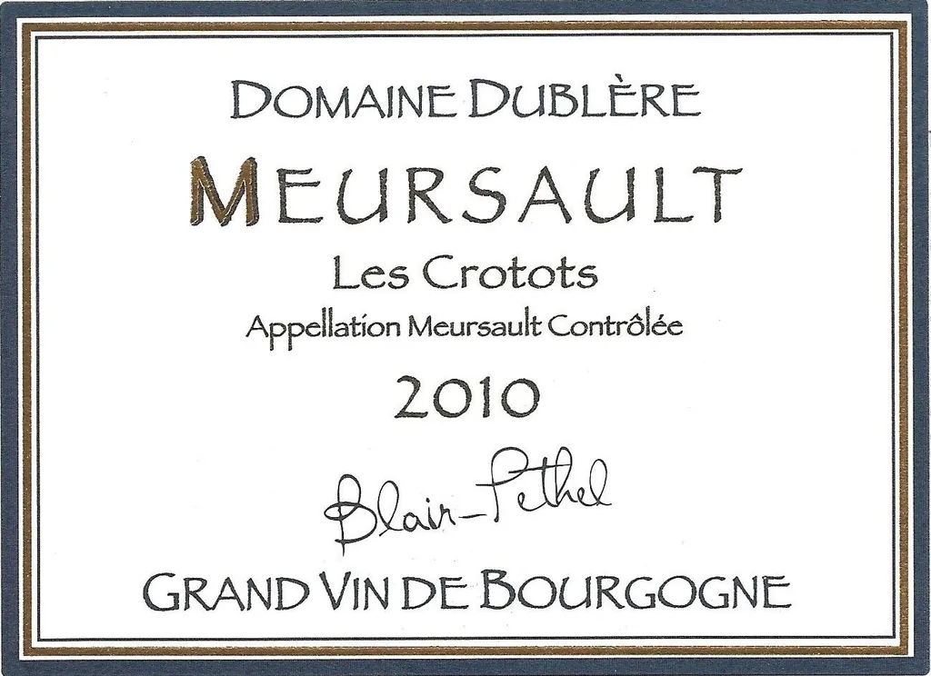 Meursault Les Crotets Bottle