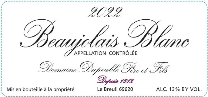 Beaujolais Blanc Bottle