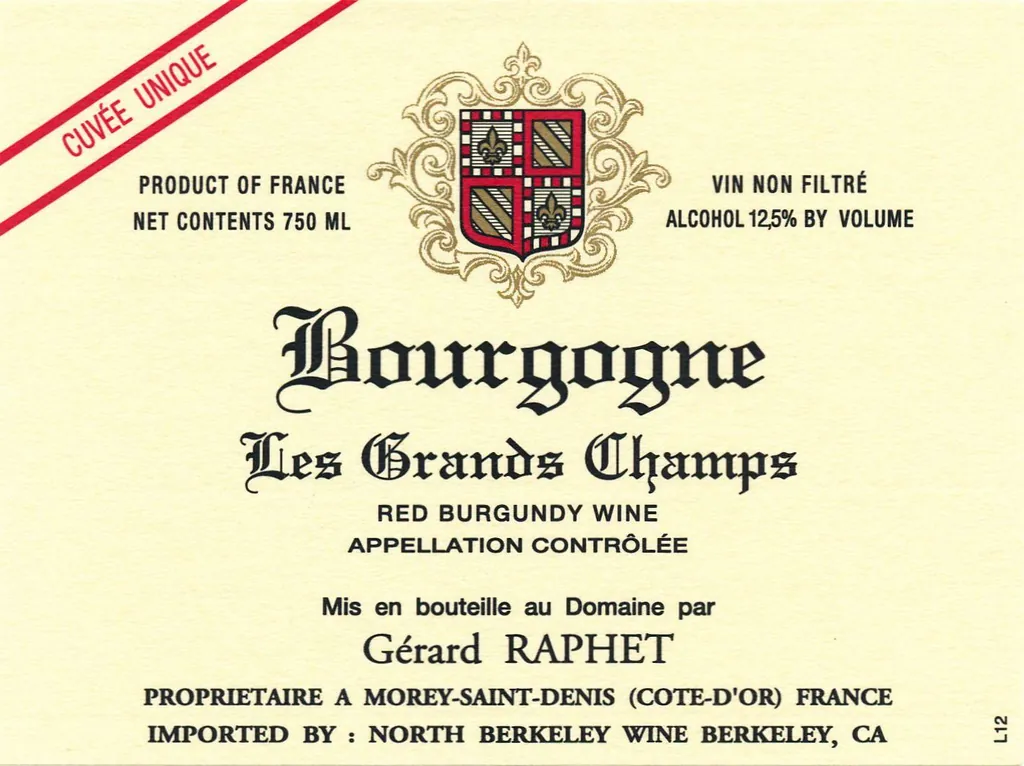 Bourgogne Rouge Les Grands Champs Bottle