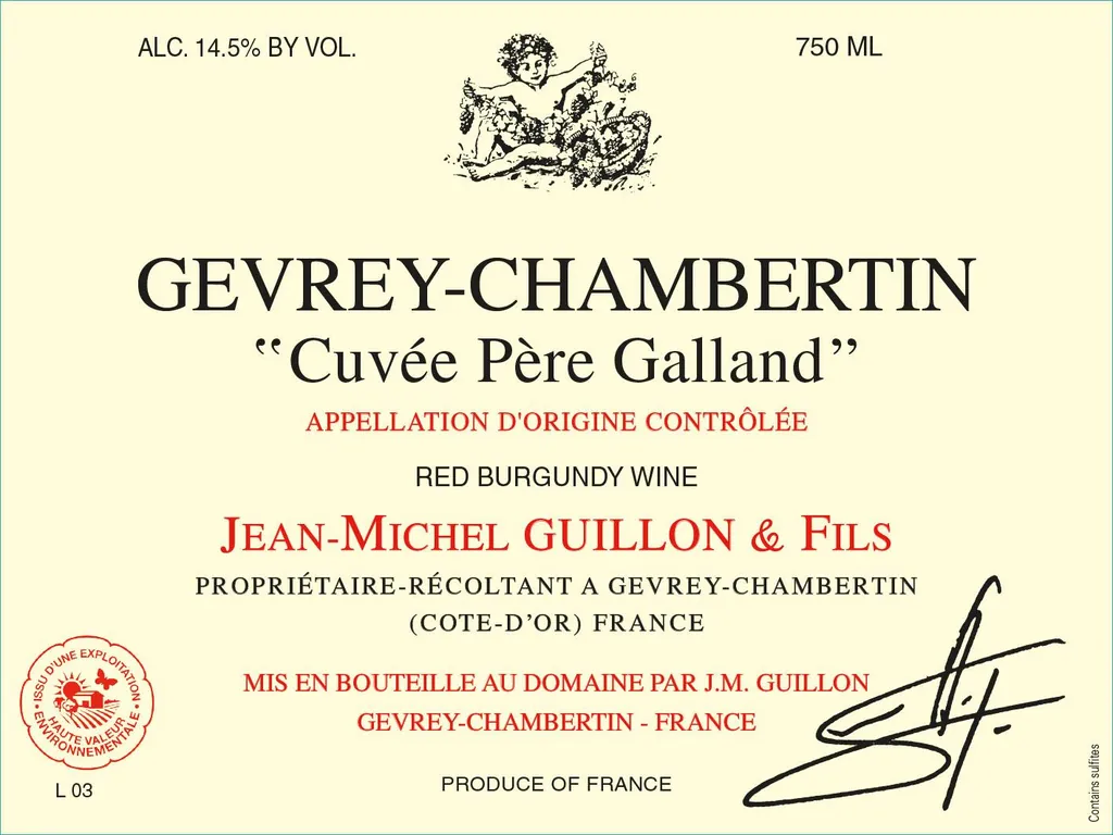 Gevrey-Chambertin Cuvee Pere Galland Bottle