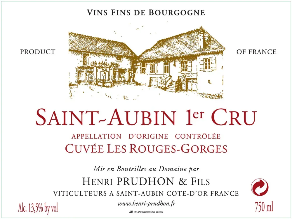 St-Aubin Cuvee Les Rouges Gorges Premier Cru Rouge Bottle