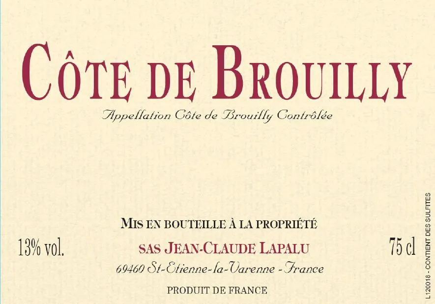 Cote de Brouilly Bottle