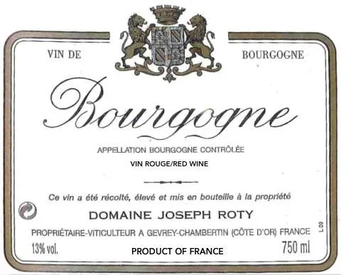 Bourgogne Pinot Noir Bottle