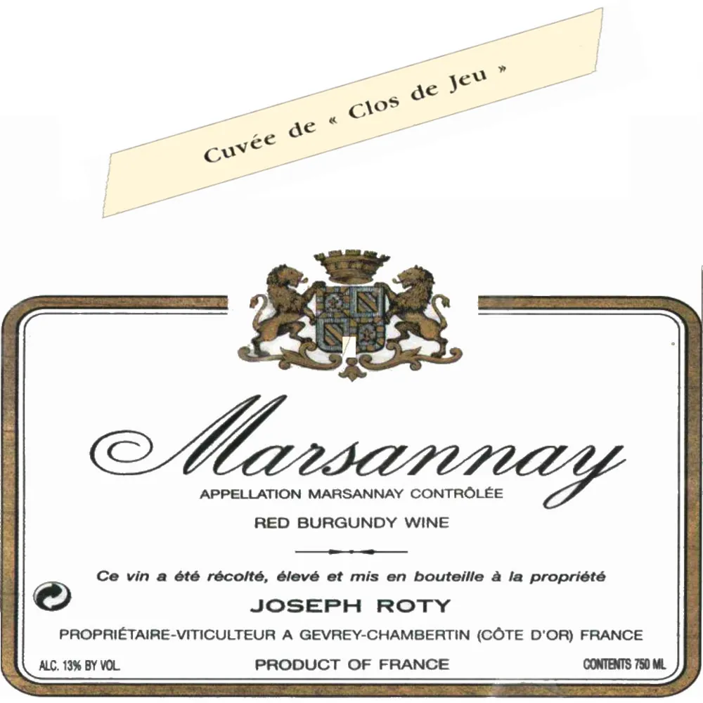 Marsannay Rouge Clos de Jeu Bottle