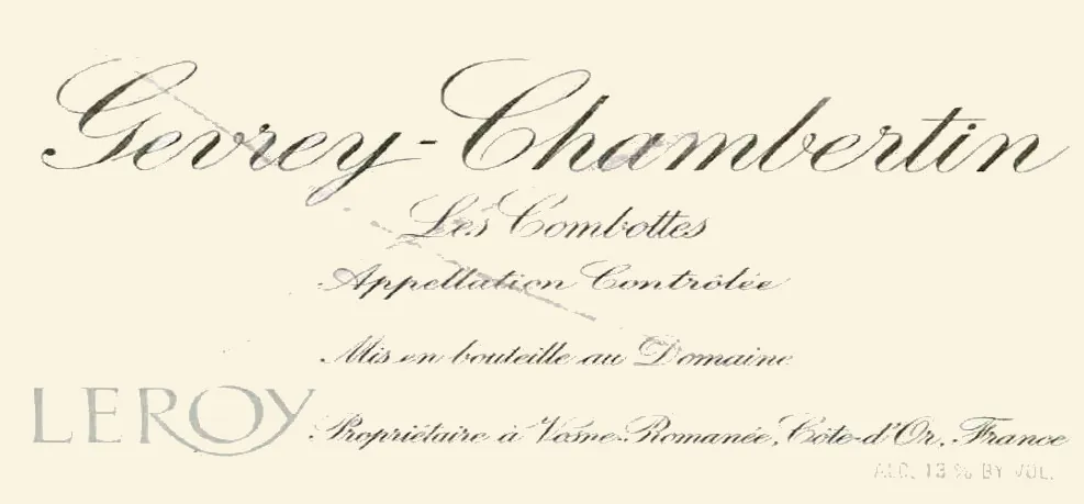 Gevrey-Chambertin Les Combottes Premier Cru Bottle