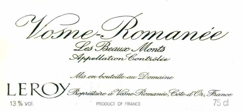 Vosne Romanee les Beaux Monts Bottle