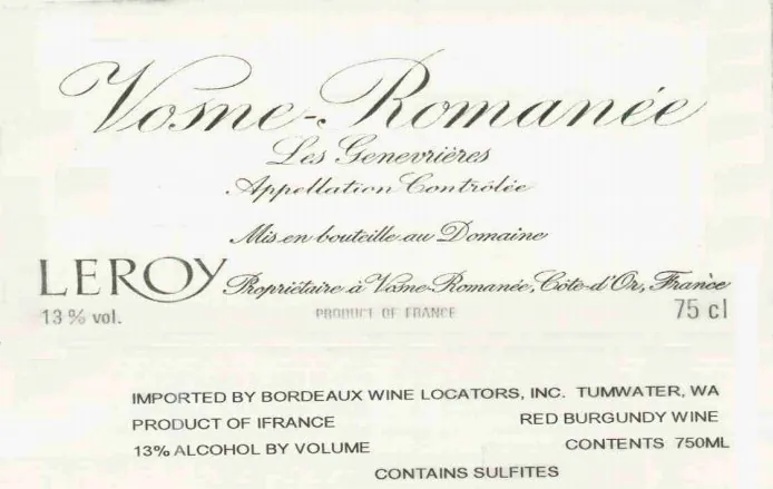Vosne-Romanee Les Genevrieres Bottle