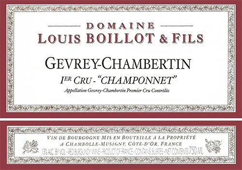 Gevrey-Chambertin Champonnet Premier Cru Bottle