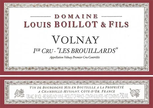 Volnay Les Brouillards Premier Cru Bottle