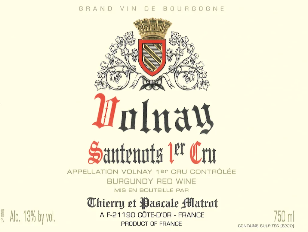 Volnay Santenots Premier Cru Bottle