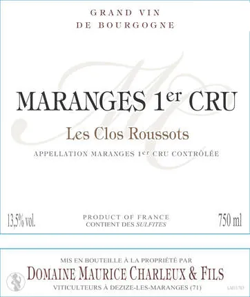 Maranges Les Clos Roussots Premier Cru Bottle