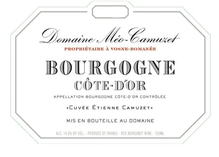 Bourgogne Rouge Cuvee Etienne Camuzet Bottle