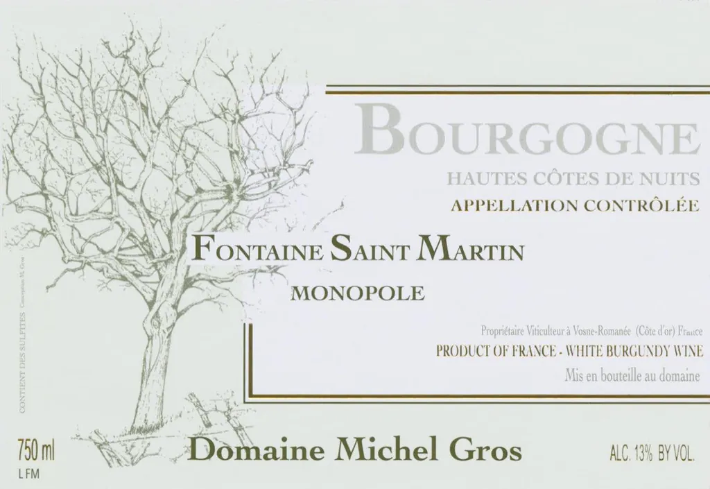 Hautes Cotes de Nuits Fontaine St. Martin Monopole Blanc Bottle