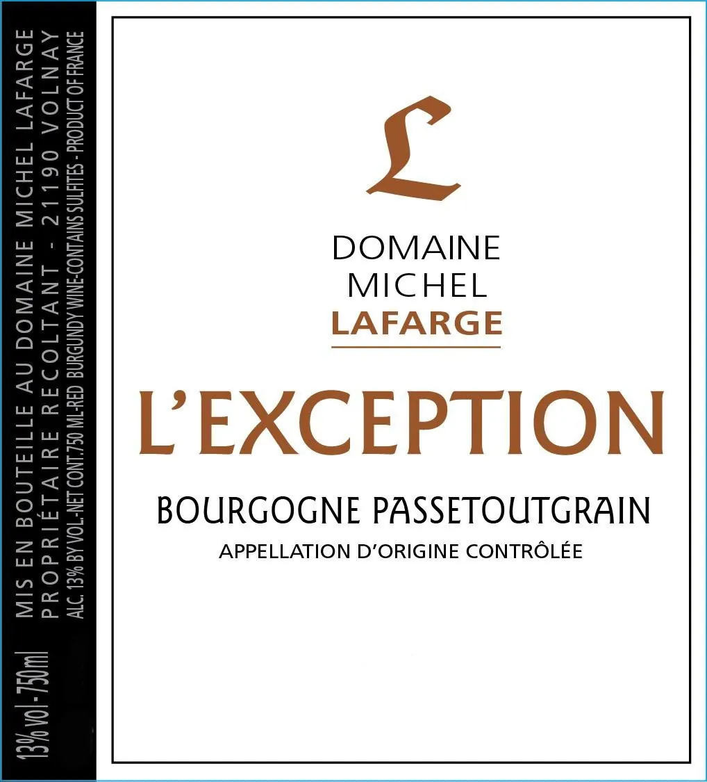 Bourgogne Passetoutgrain L'Exception Bottle