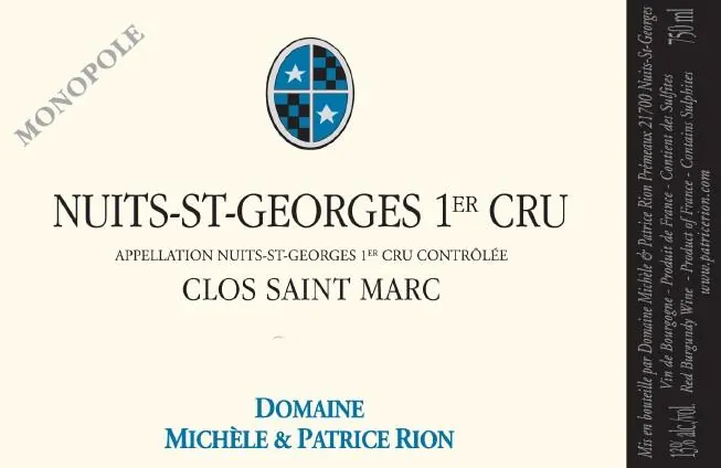 Nuits-St-Georges Clos Saint-Marc Premier Cru Monopole Bottle