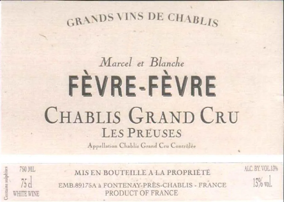 Chablis Les Preuses Grand Cru Bottle