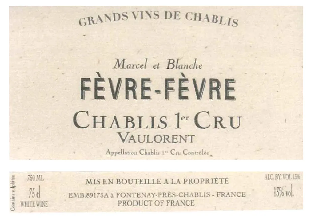 Chablis Vaulorent Premier Cru Bottle
