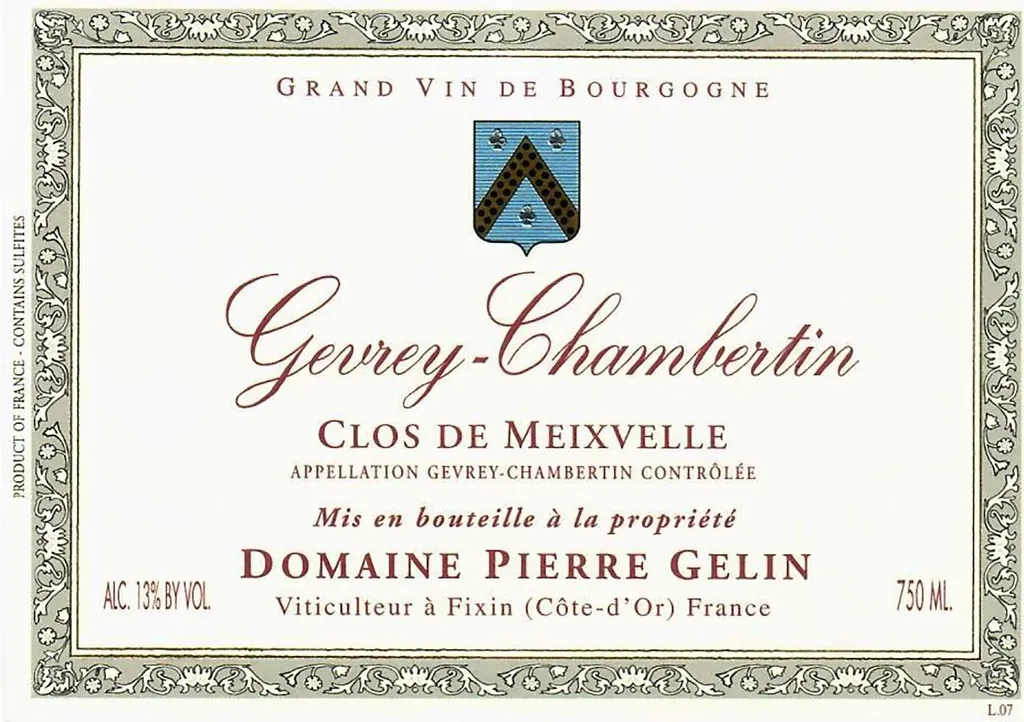 Gevrey Chambertin Clos de Meixvelle Bottle