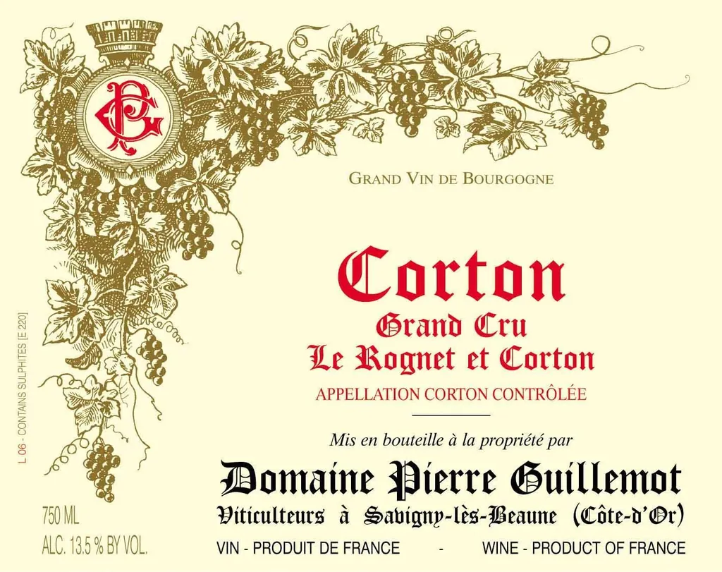 Corton Le Rognet et Corton Grand Cru Bottle