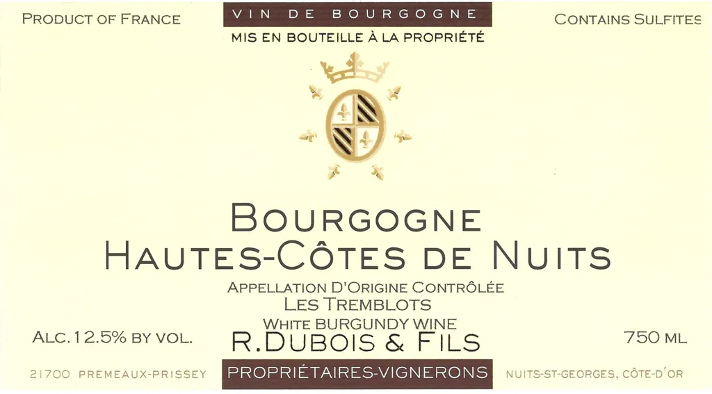 Hautes Cotes de Nuits Les Tremblots Blanc Bottle