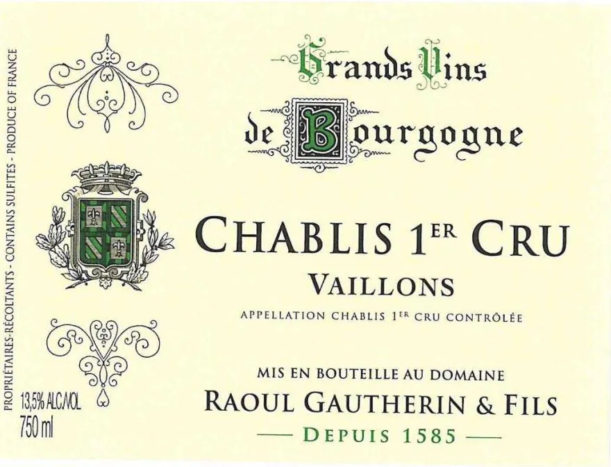 Chablis Vaillons Premier Cru Bottle
