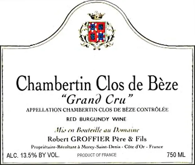 Chambertin Clos de Beze Grand Cru Bottle