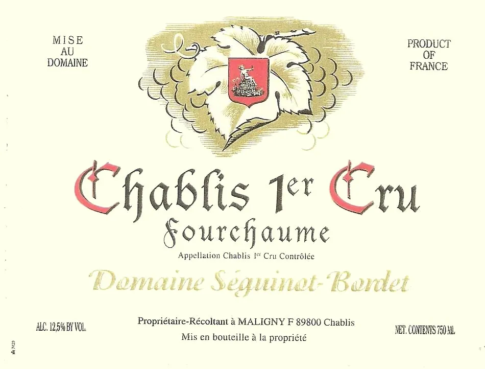 Chablis Fourchaume Premier Cru Bottle