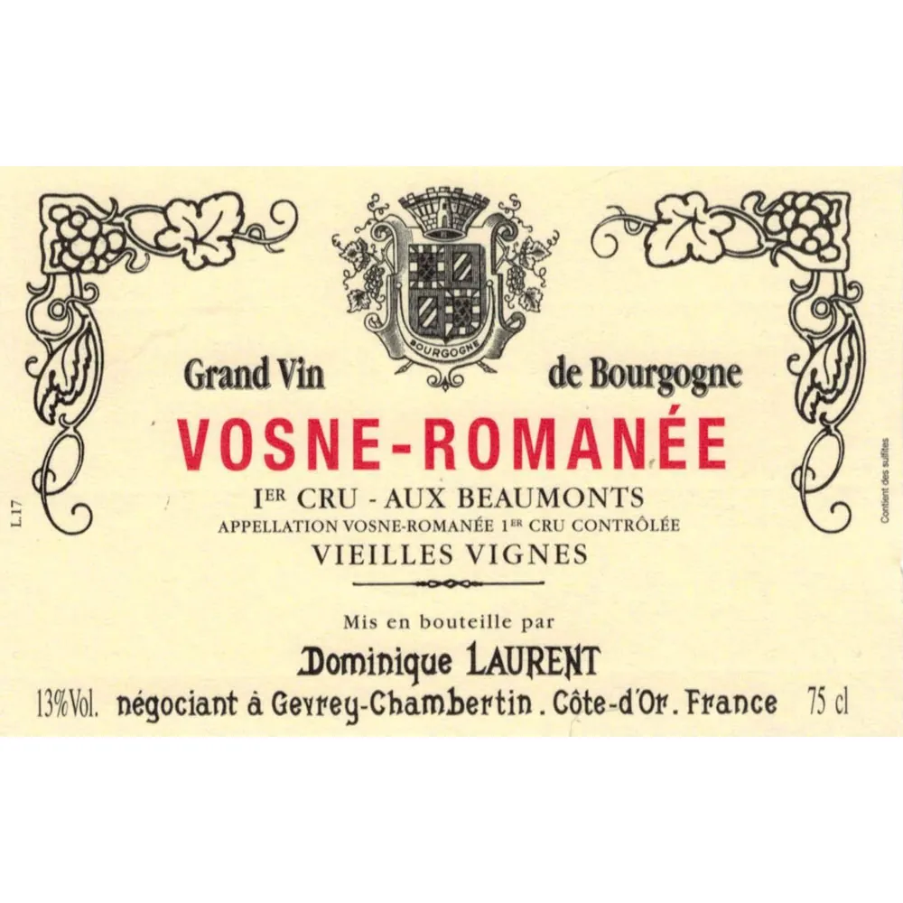 Vosne-Romanee Beaumonts Premier Cru Bottle