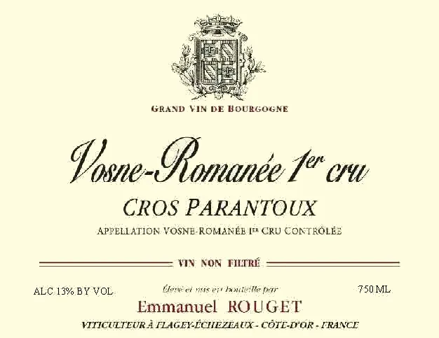 Vosne-Romanee Cros-Parantoux Premier Cru Bottle