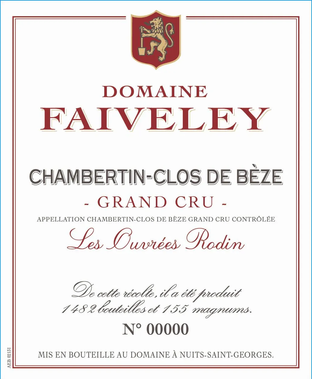 Chambertin Clos Beze Les Ouvrees Rodin Grand Cru Bottle