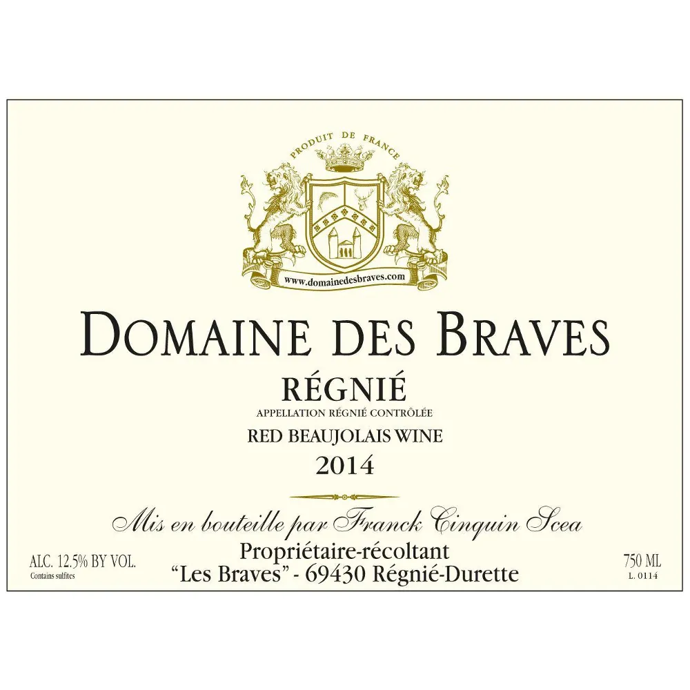 Domaine des Braves Regnie Bottle