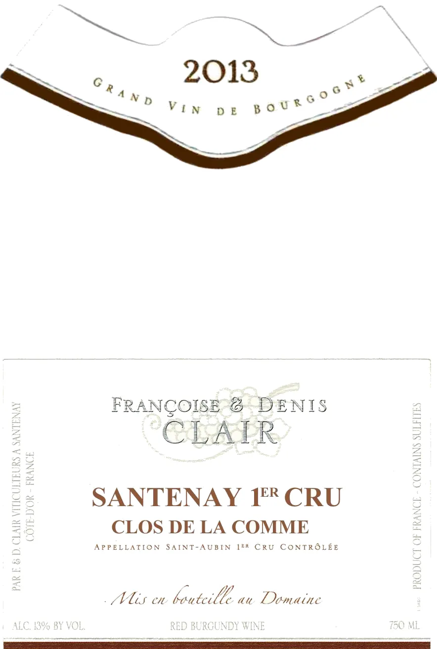 Santenay Clos De La Comme Premier Cru Bottle