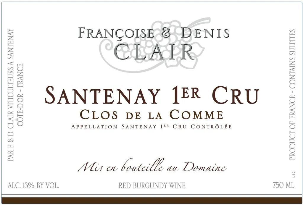 Santenay Premier Cru Clos de la Comme Bottle