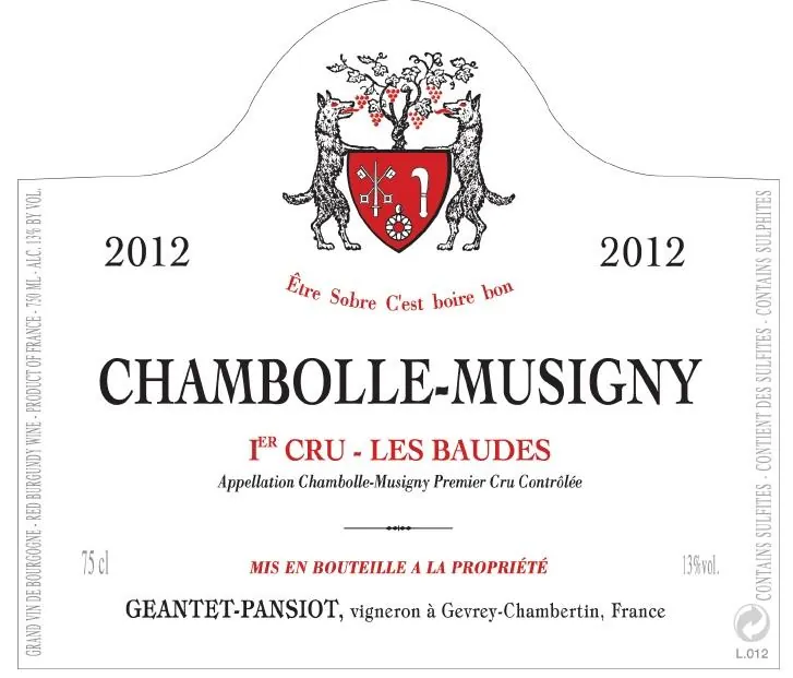 Chambolle-Musigny Les Baudes Premier Cru Bottle