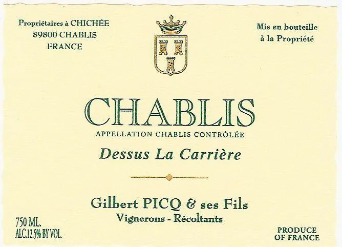 Chablis Dessus La Carriere Bottle