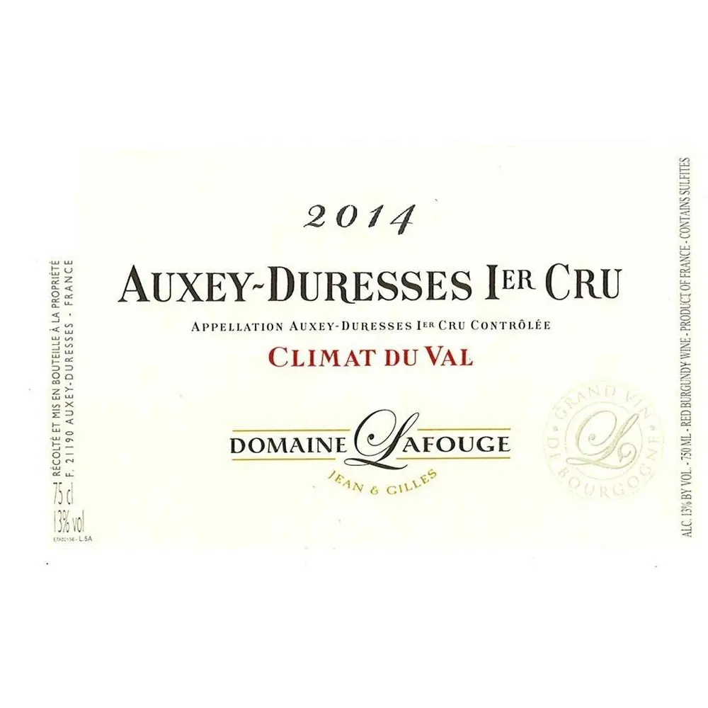 Lafouge Auxey Duresses Rouge Premier Cru Climat du Val Bottle