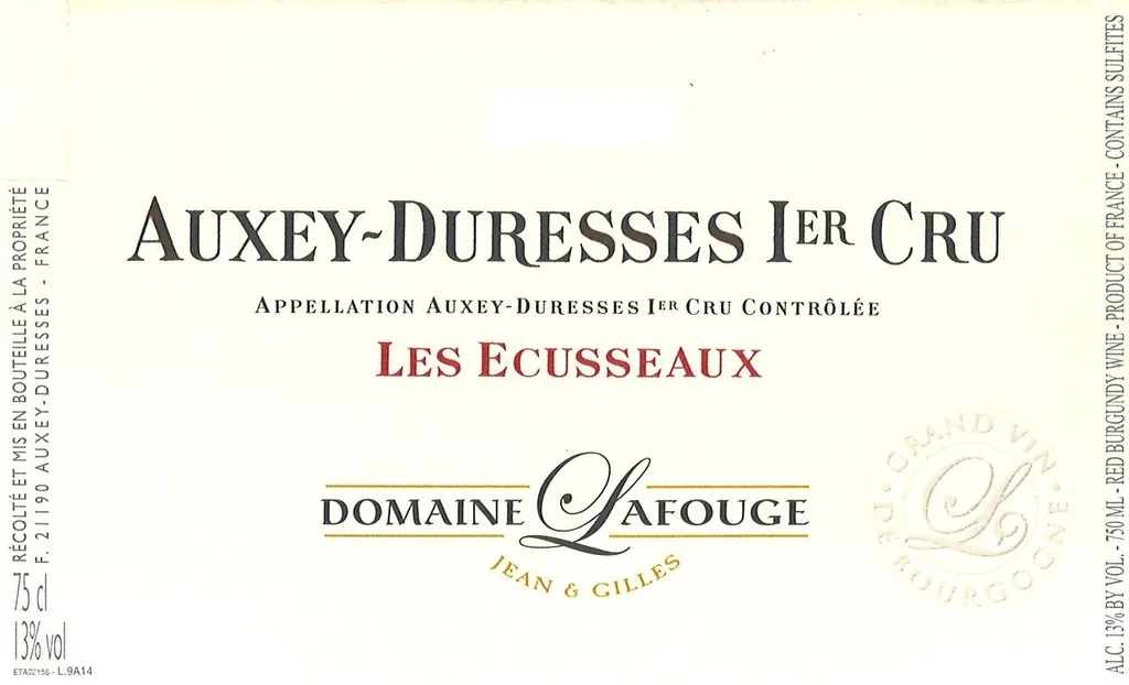 Lafouge Auxey-Duresses Rouge Premier Cru Les Ecusseaux Bottle