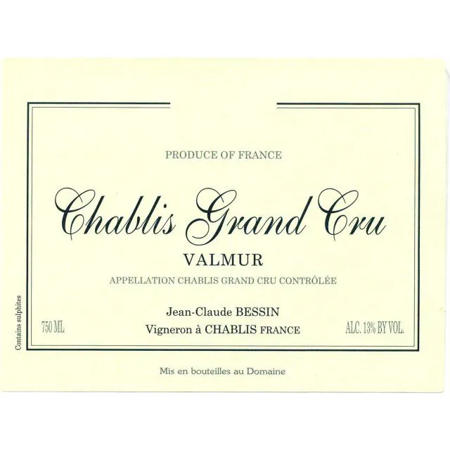 Chablis Valmur Grand Cru Bottle