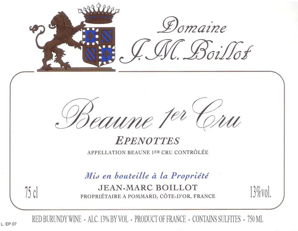 Beaune Epenottes Premier Cru Bottle