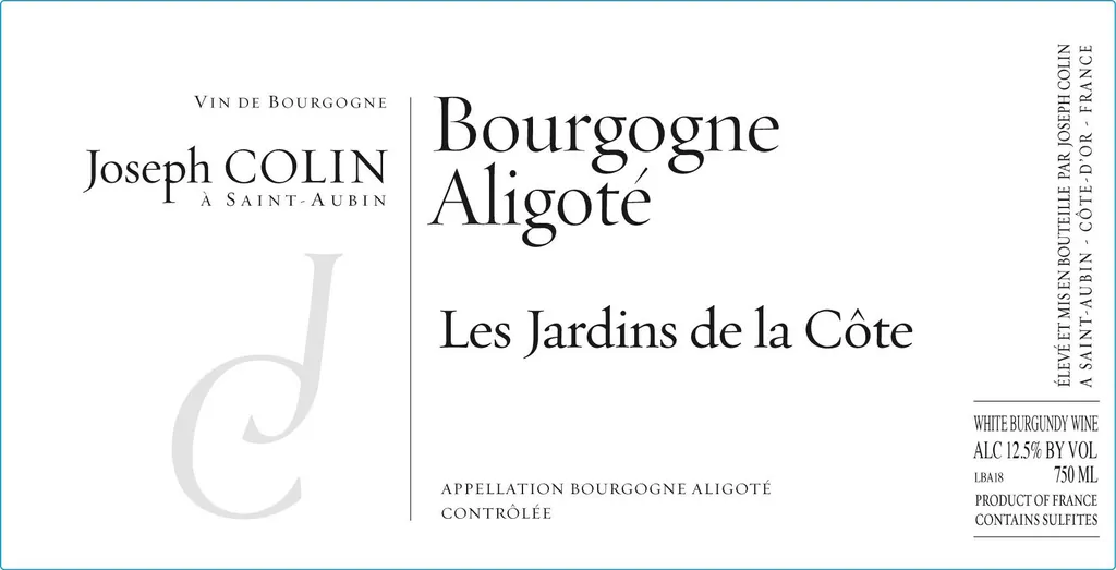 Bourgogne Aligote Les Jardins de la Cote Bottle