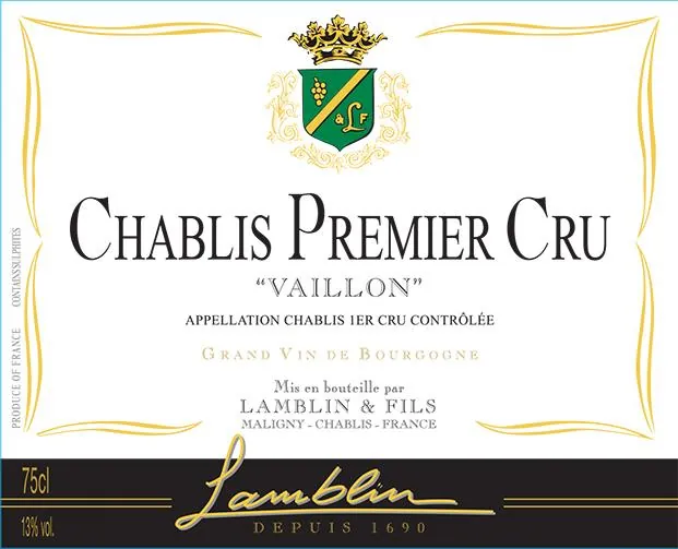 Chablis Vaillon Premier Cru Bottle