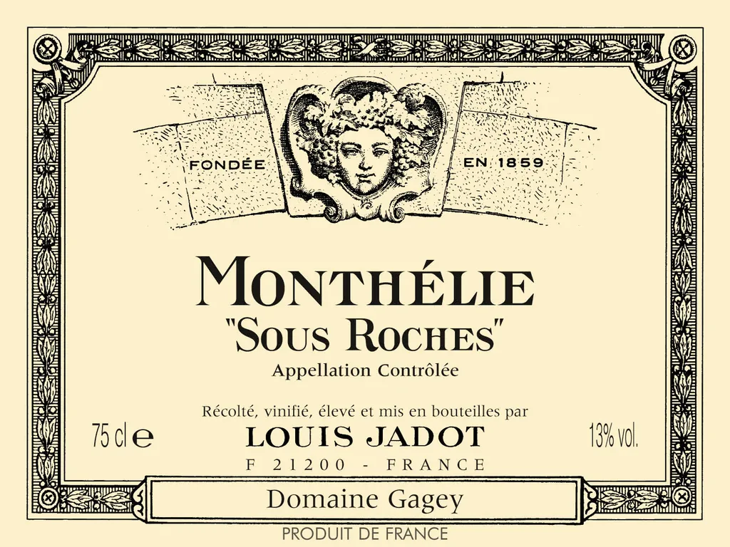Monthelie Sous Roches Domaine Gagey Bottle